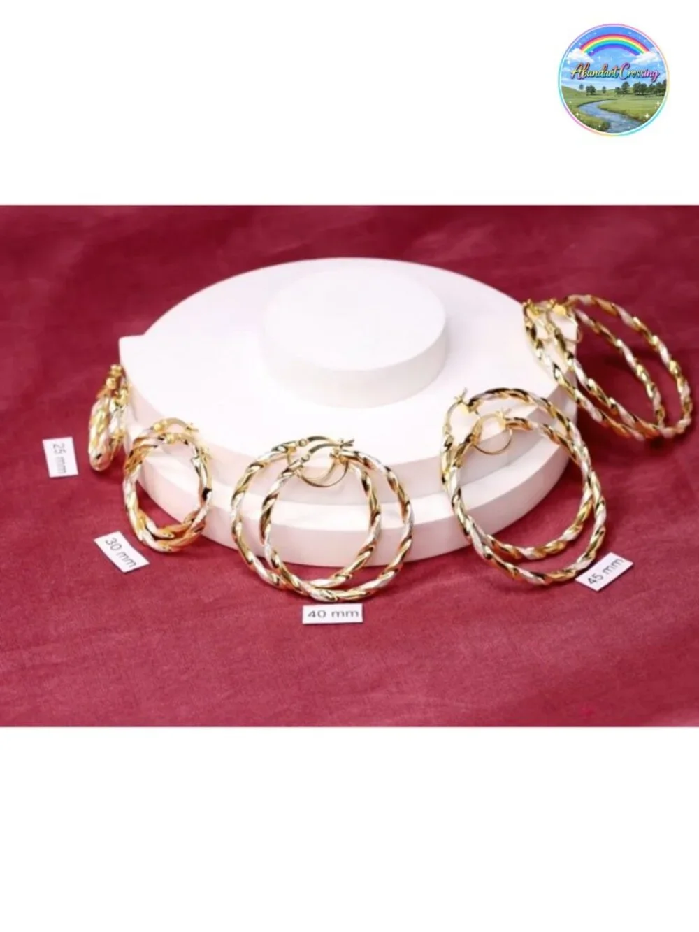 Sterling Silver Textured Two-Tone Hoop Earrings Lightweight Italian Design